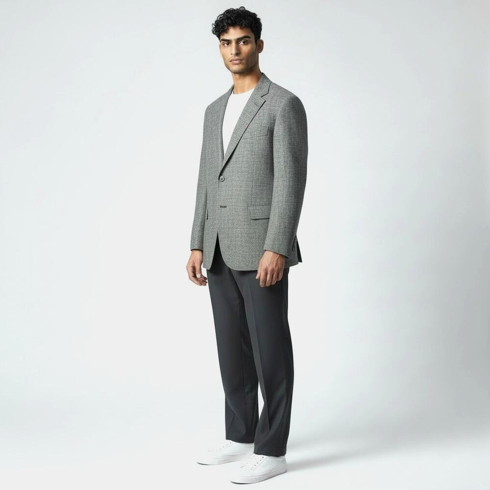 VITO RUFOLO Italian Made Gray Linen Blend Sport Coat Blazer 46R Formal Event
